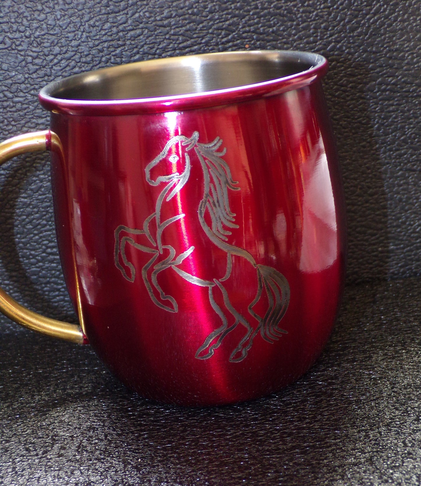 Mule Mug with Horse design Red