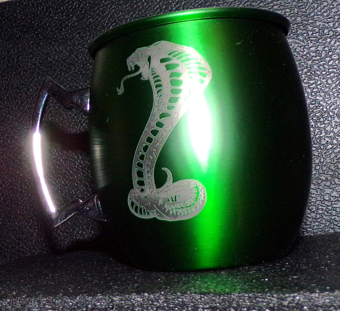 Mule Mug Cobra Snake engraving Green