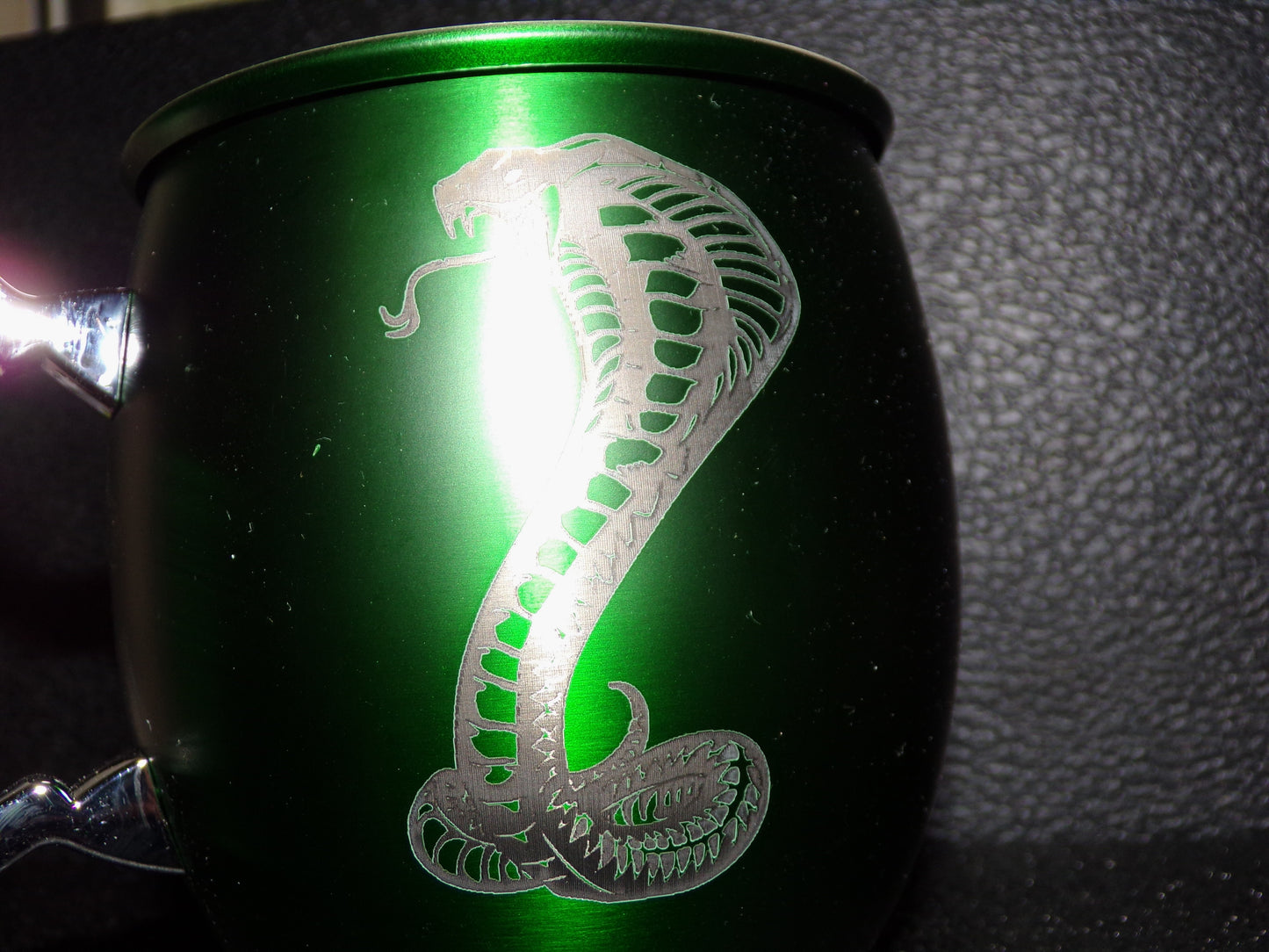 Mule Mug Cobra Snake engraving Green