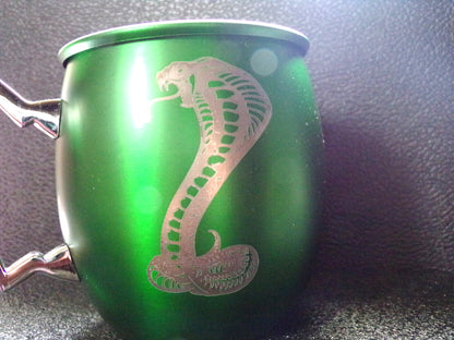 Mule Mug Cobra Snake engraving Green