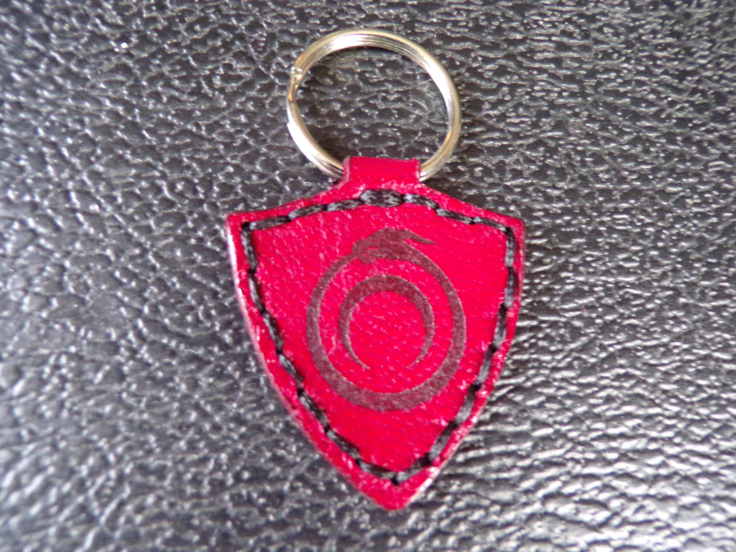 Styx Two-sided Shield Red Leather Key Chain