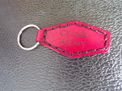 Styx Two-sided Red Leather Key Chain Clank Army & Ouroboros w/wings