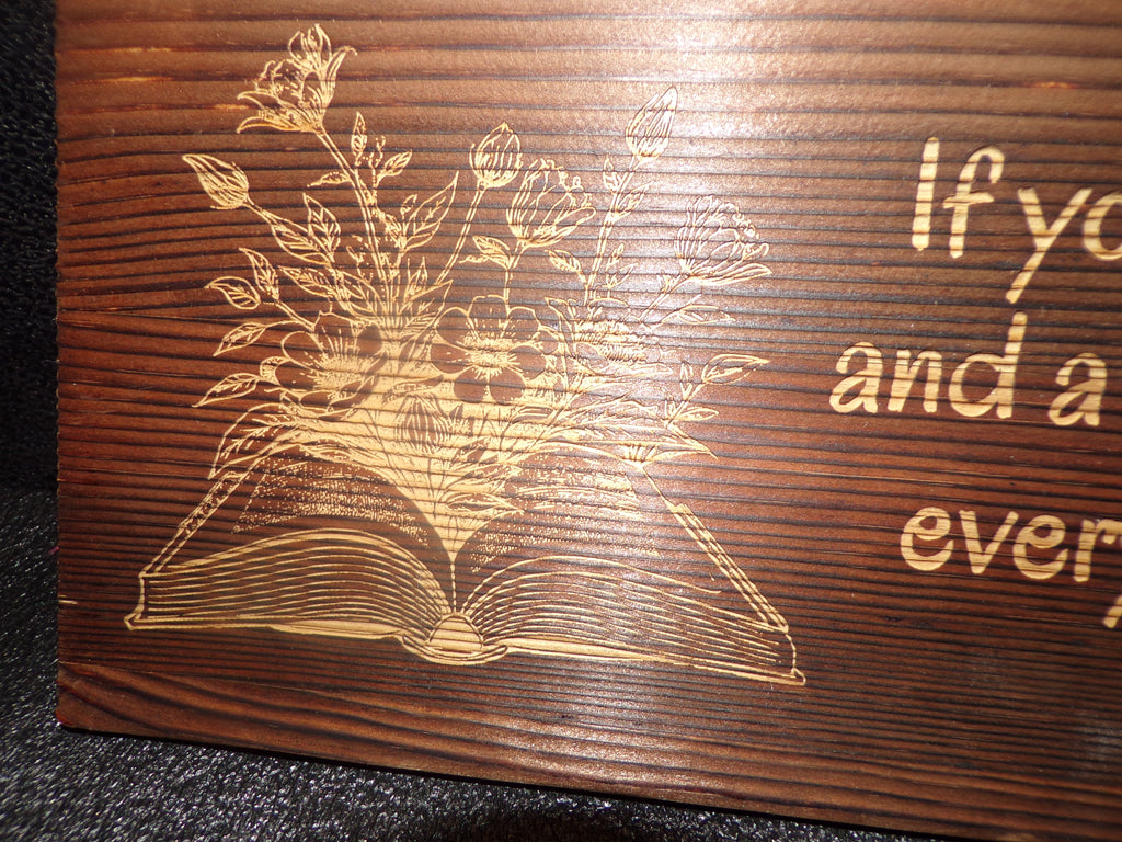 Wood sign Garden and Library quote by Cicero