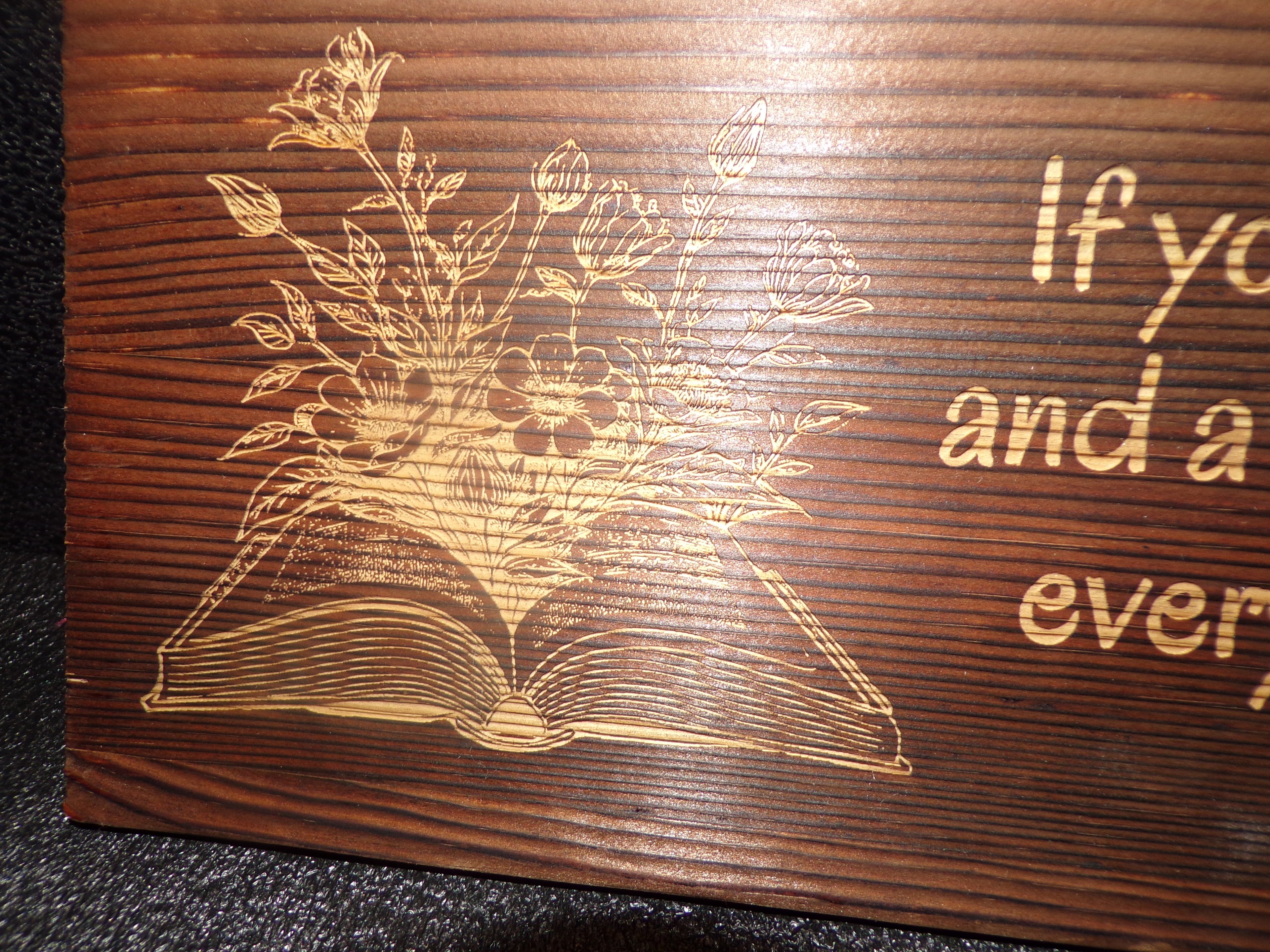 Wood sign Garden and Library quote by Cicero