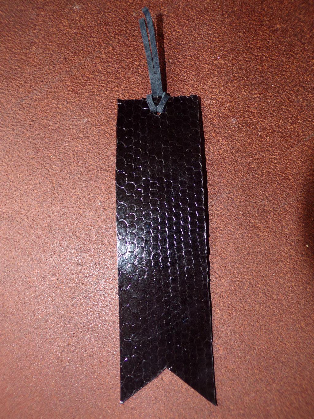 Styxhexenhammer666 Leather Bookmarks Orange with Black Snakeskin backing