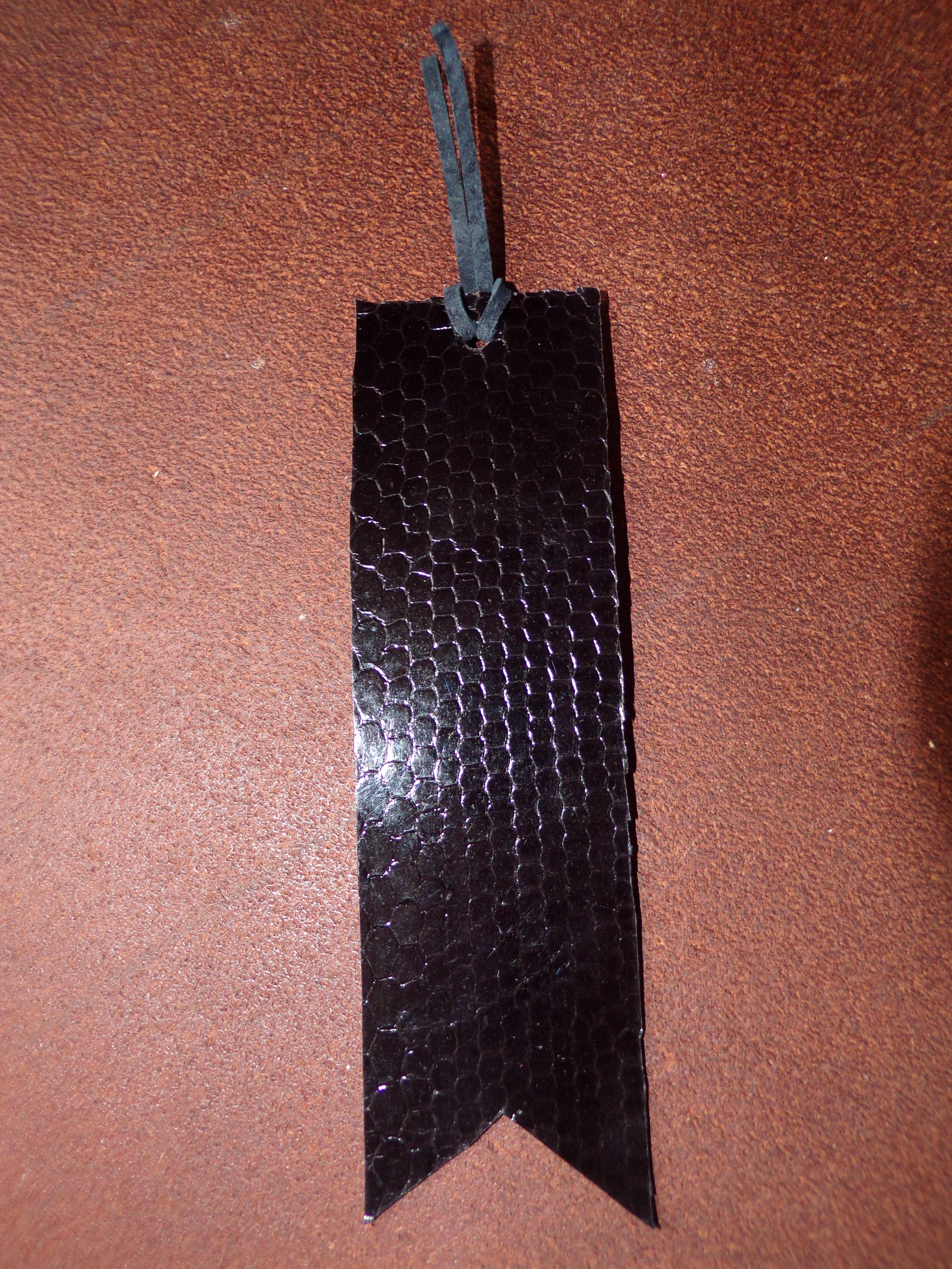 Styxhexenhammer666 Leather Bookmarks Orange with Black Snakeskin backing