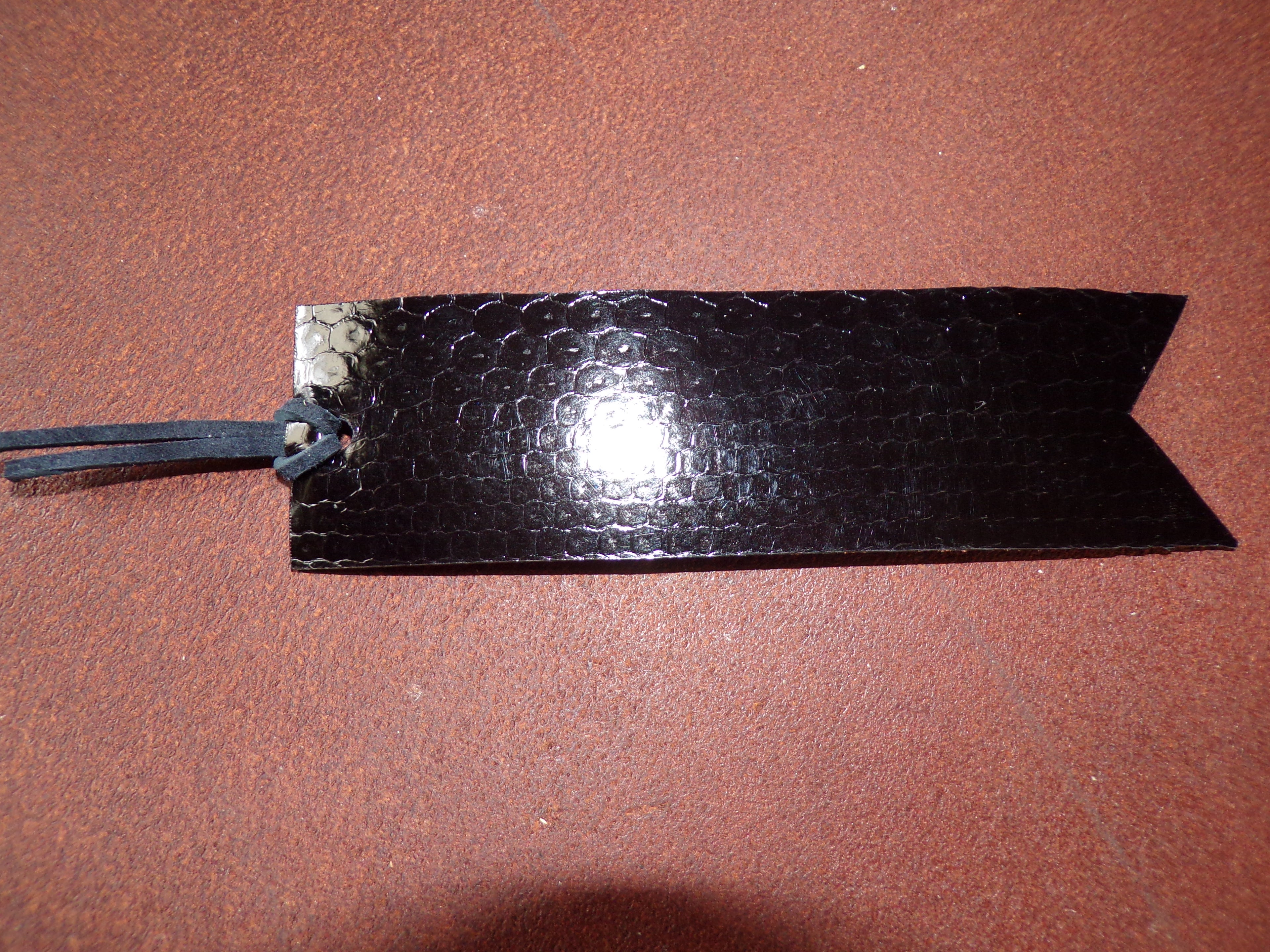 Styxhexenhammer666 Leather Bookmarks Orange with Black Snakeskin backing