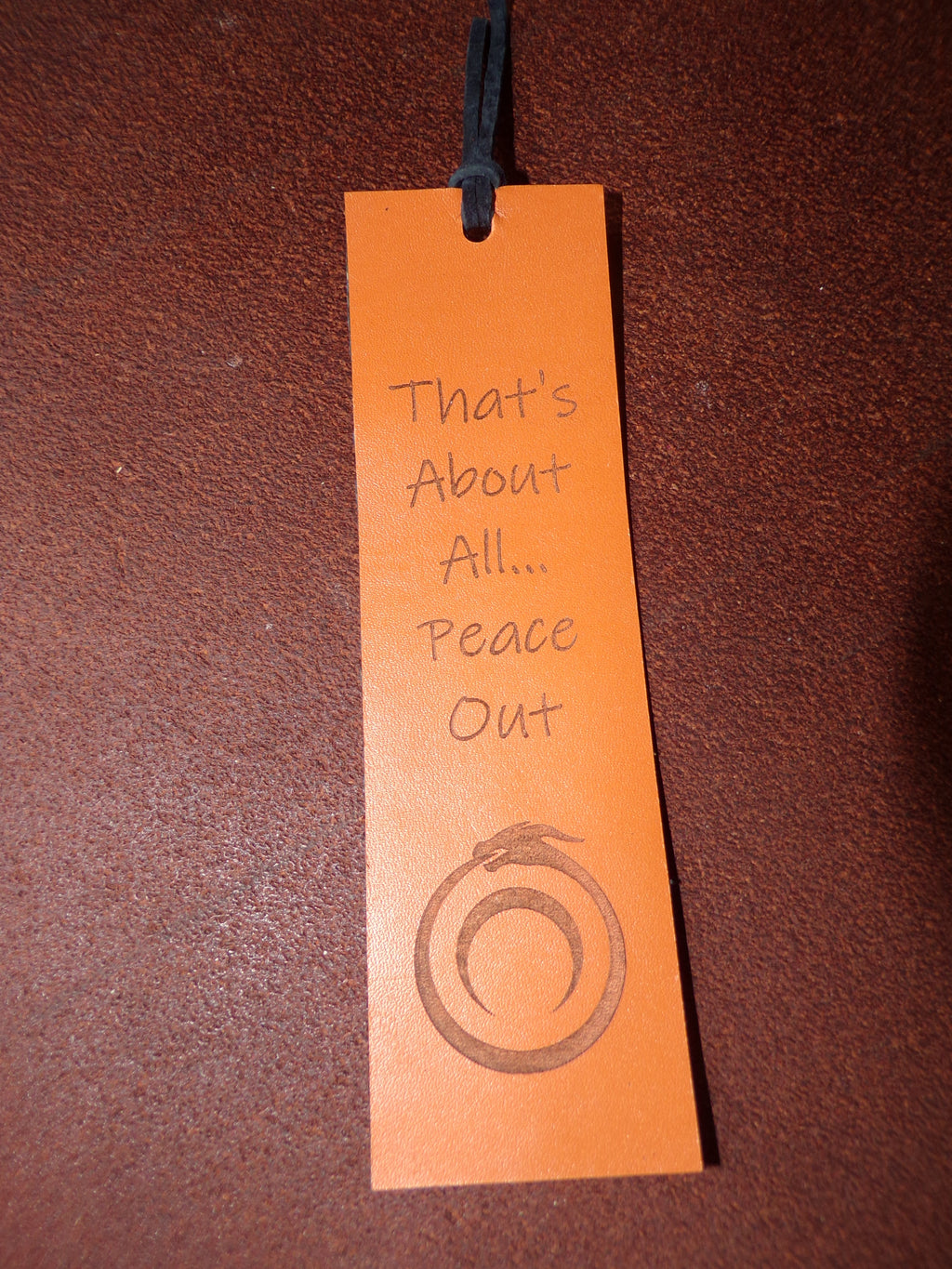 Styxhexenhammer666 Leather Bookmarks Orange with Black Snakeskin backing