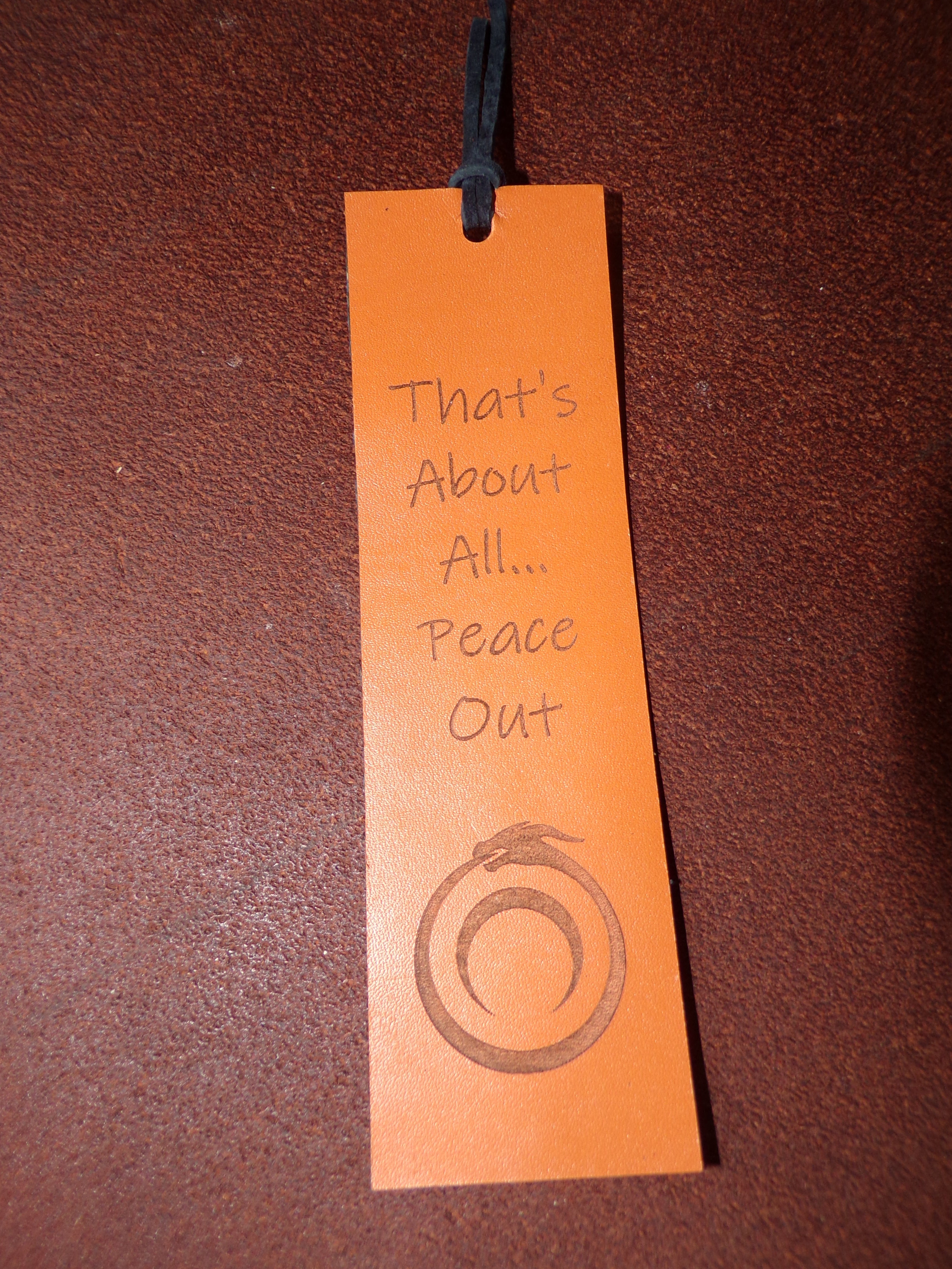 Styxhexenhammer666 Leather Bookmarks Orange with Black Snakeskin backing