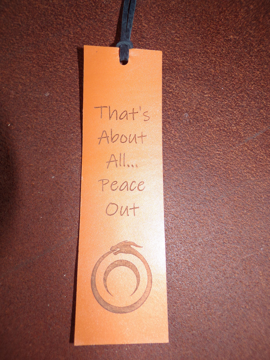 Styxhexenhammer666 Leather Bookmarks Orange with Black Snakeskin backing