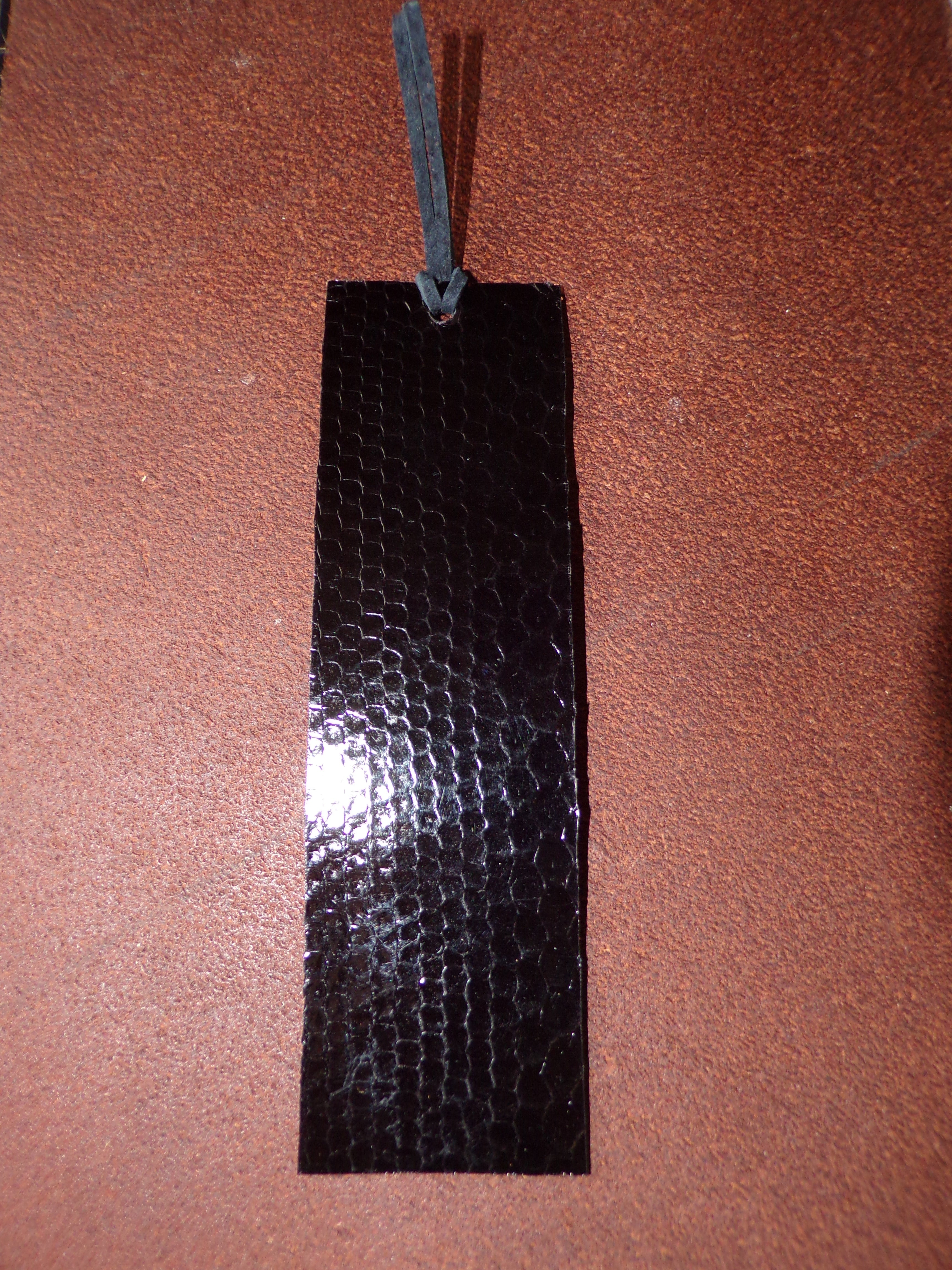 Styxhexenhammer666 Leather Bookmarks Orange with Black Snakeskin backing