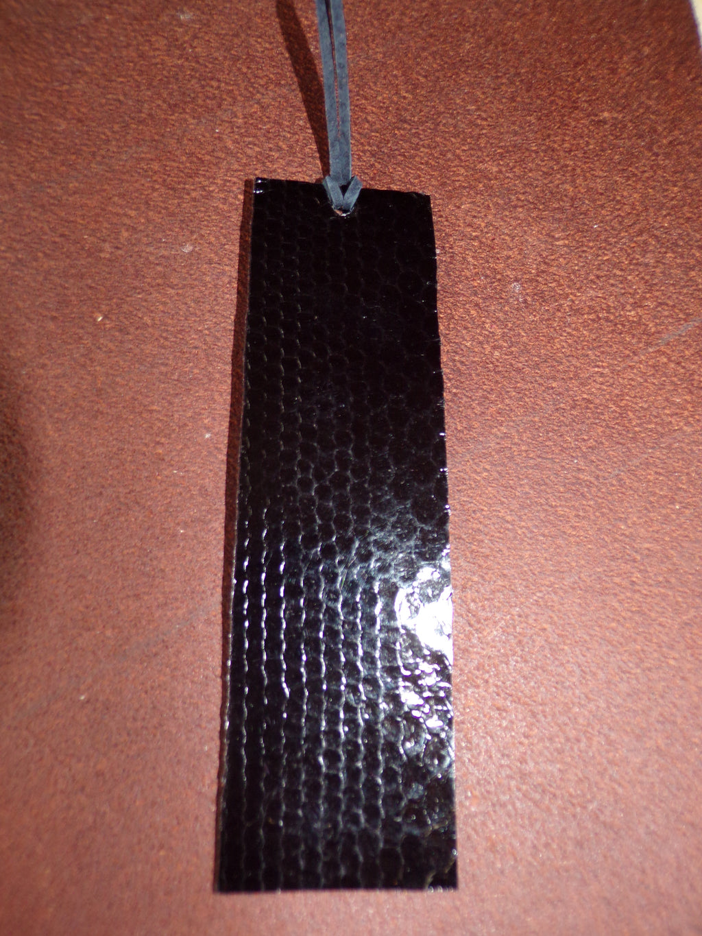 Styxhexenhammer666 Leather Bookmarks Orange with Black Snakeskin backing