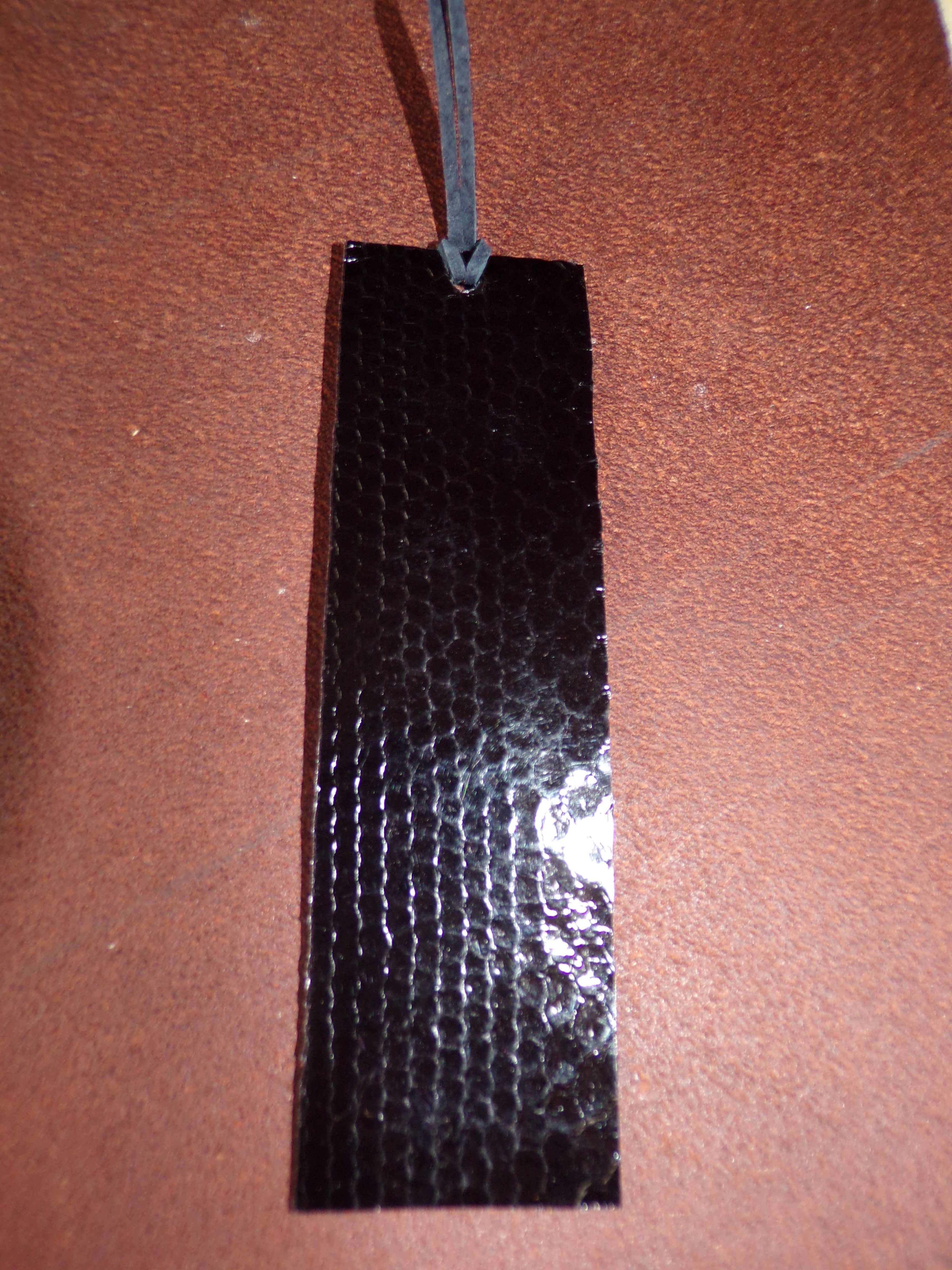 Styxhexenhammer666 Leather Bookmarks Orange with Black Snakeskin backing