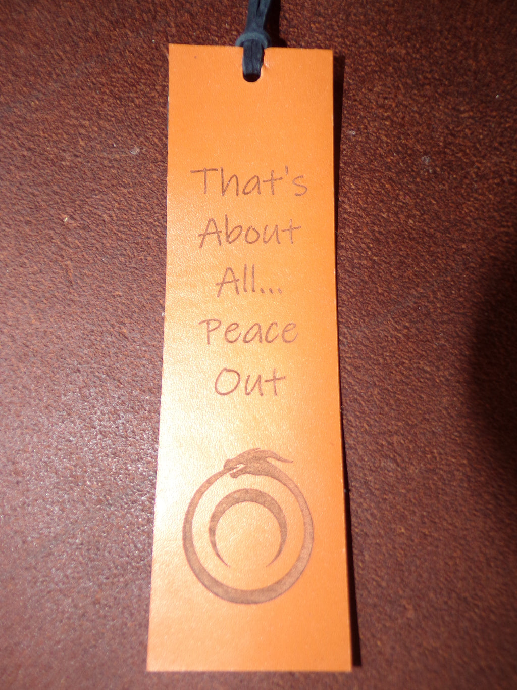 Styxhexenhammer666 Leather Bookmarks Orange with Black Snakeskin backing