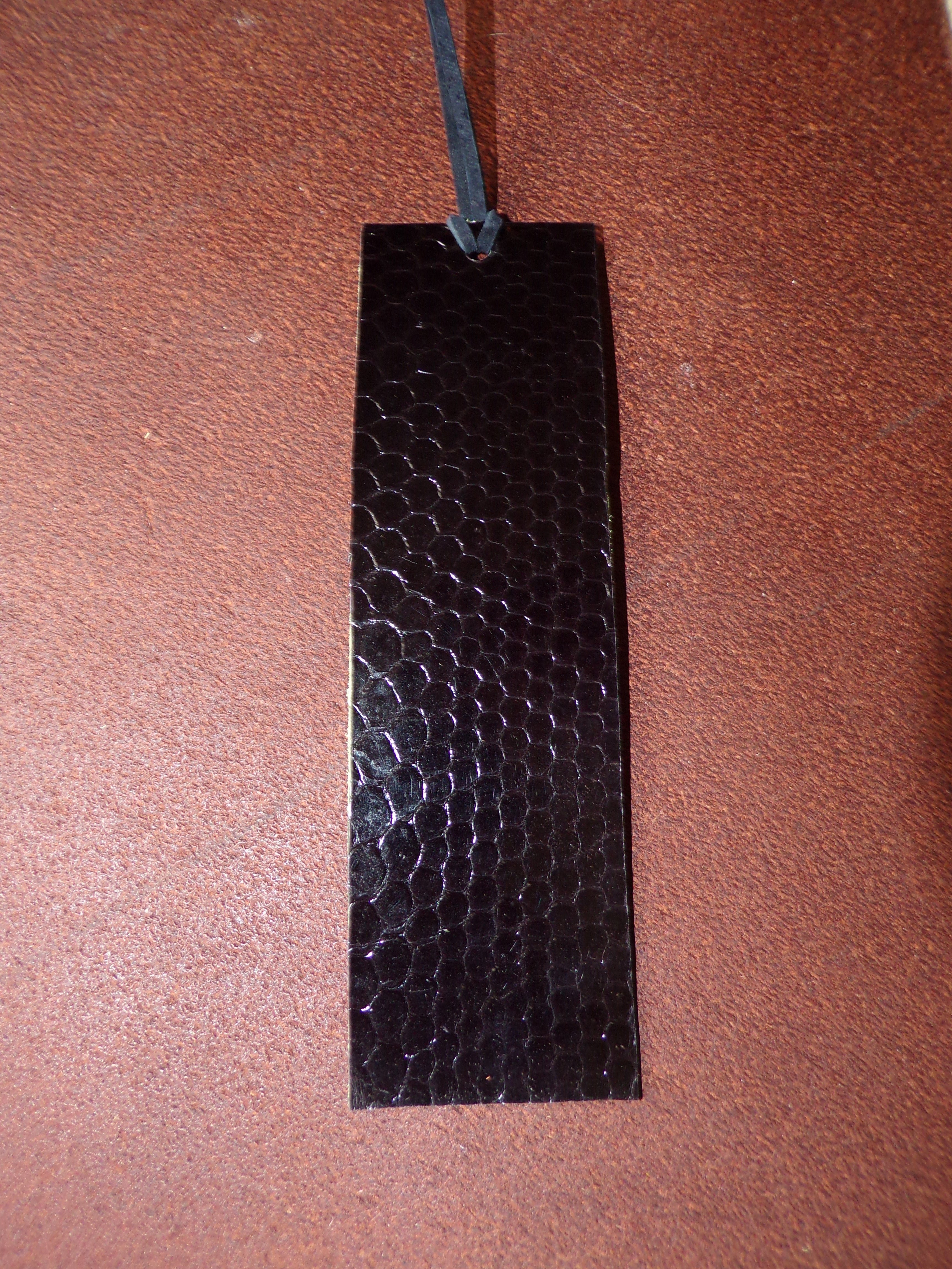 Styxhexenhammer666 Leather Bookmarks Green with Black Snakeskin backing