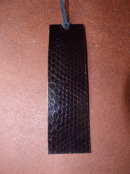 Styxhexenhammer666 Leather Bookmarks Green with Black Snakeskin backing