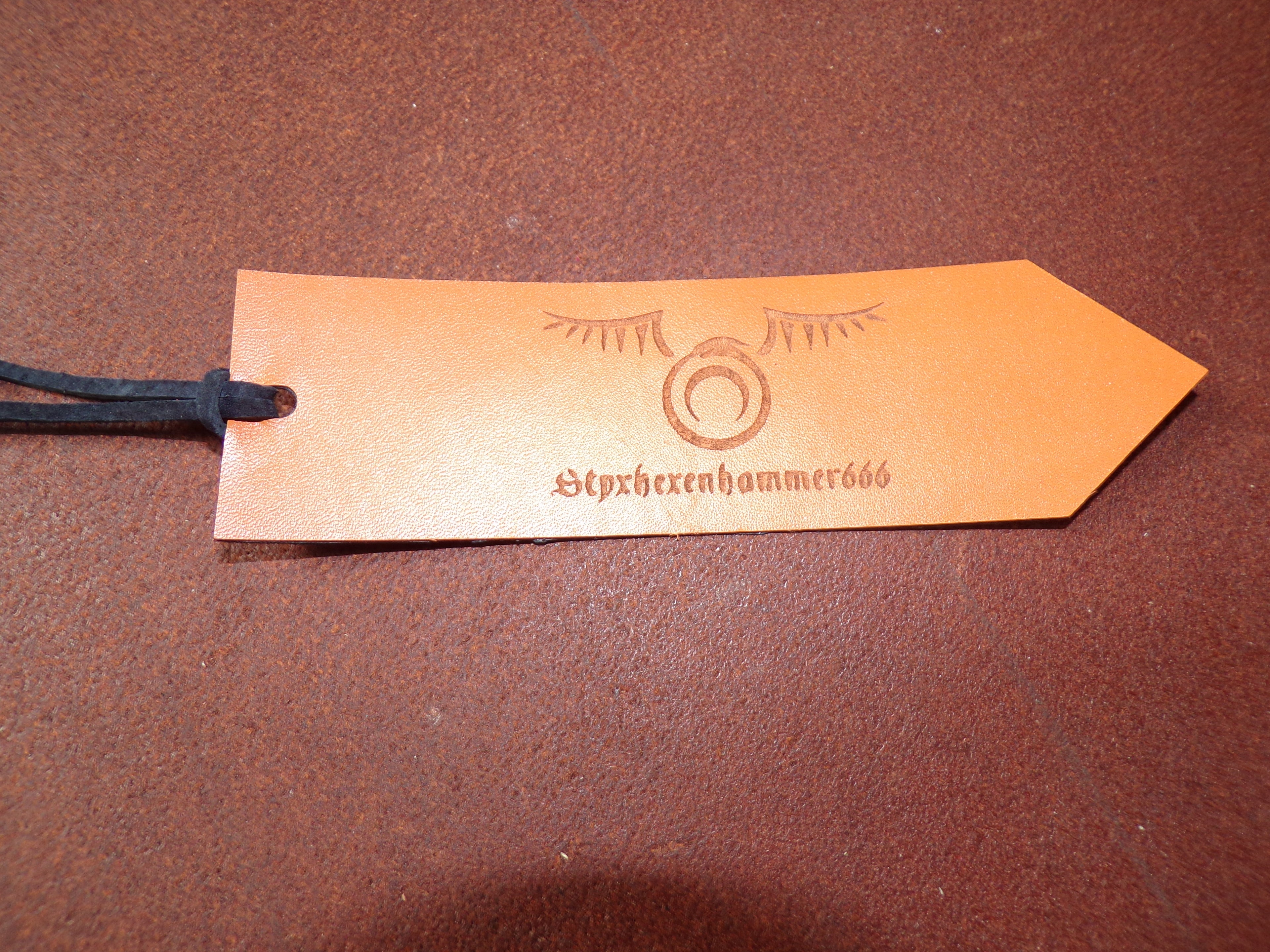 Styxhexenhammer666 Leather Bookmarks Orange with Black Snakeskin backing