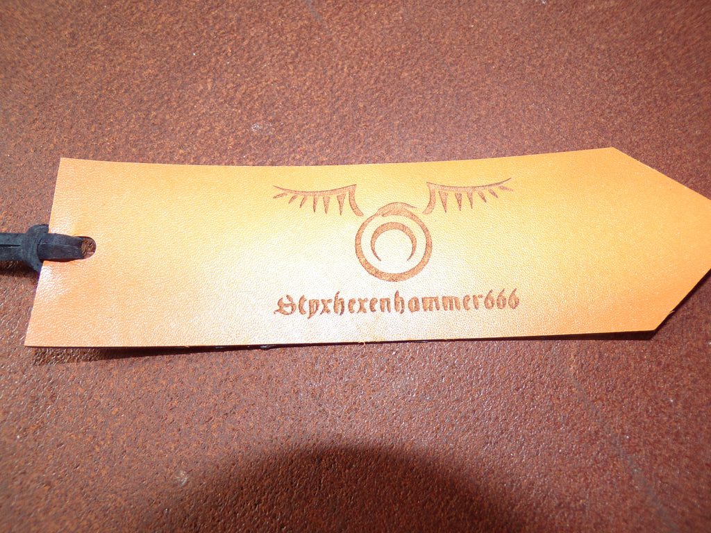 Styxhexenhammer666 Leather Bookmarks Orange with Black Snakeskin backing