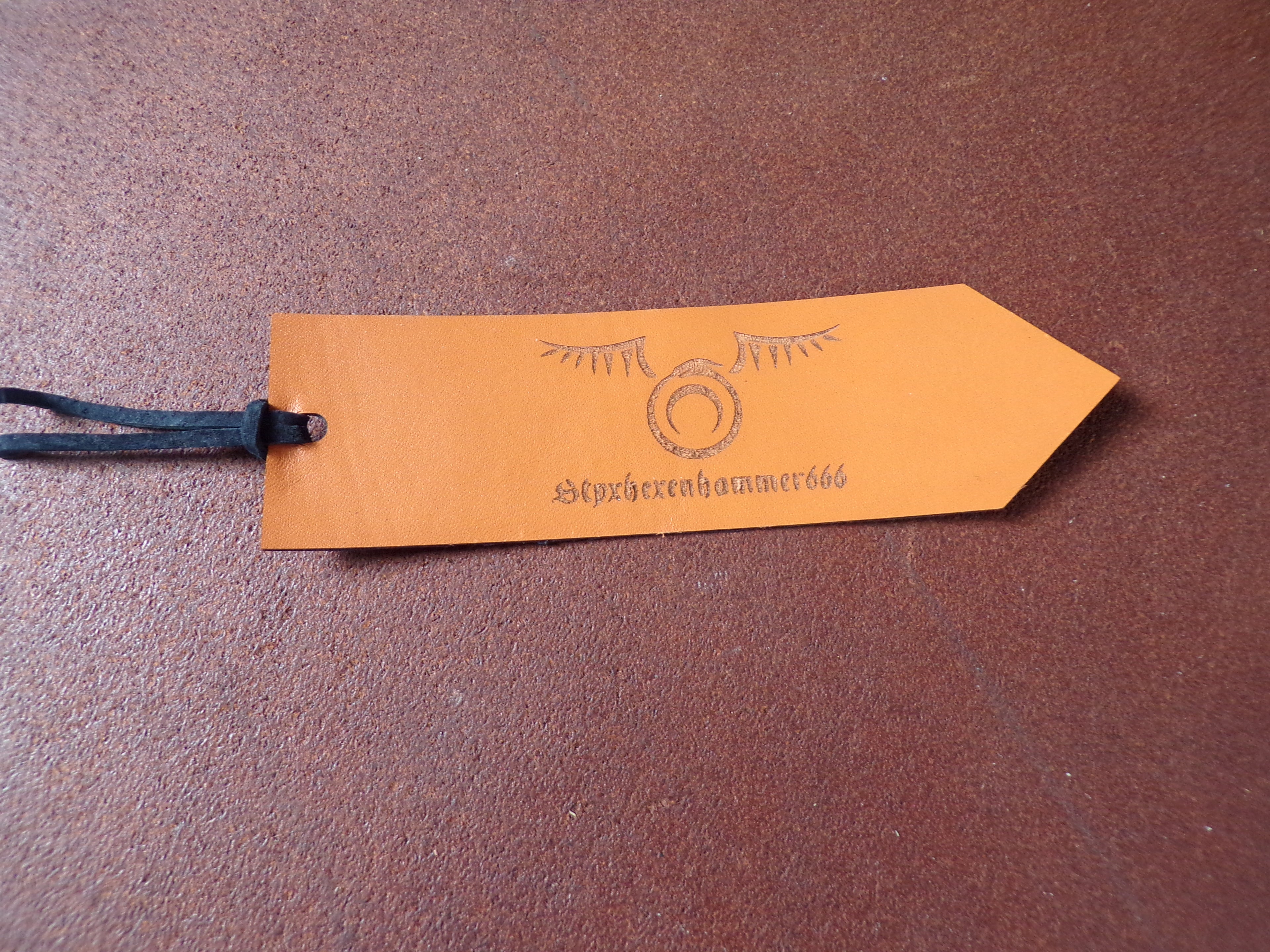 Styxhexenhammer666 Leather Bookmarks Orange with Black Snakeskin backing