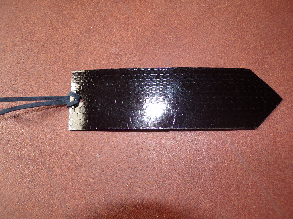 Styxhexenhammer666 Leather Bookmarks Orange with Black Snakeskin backing