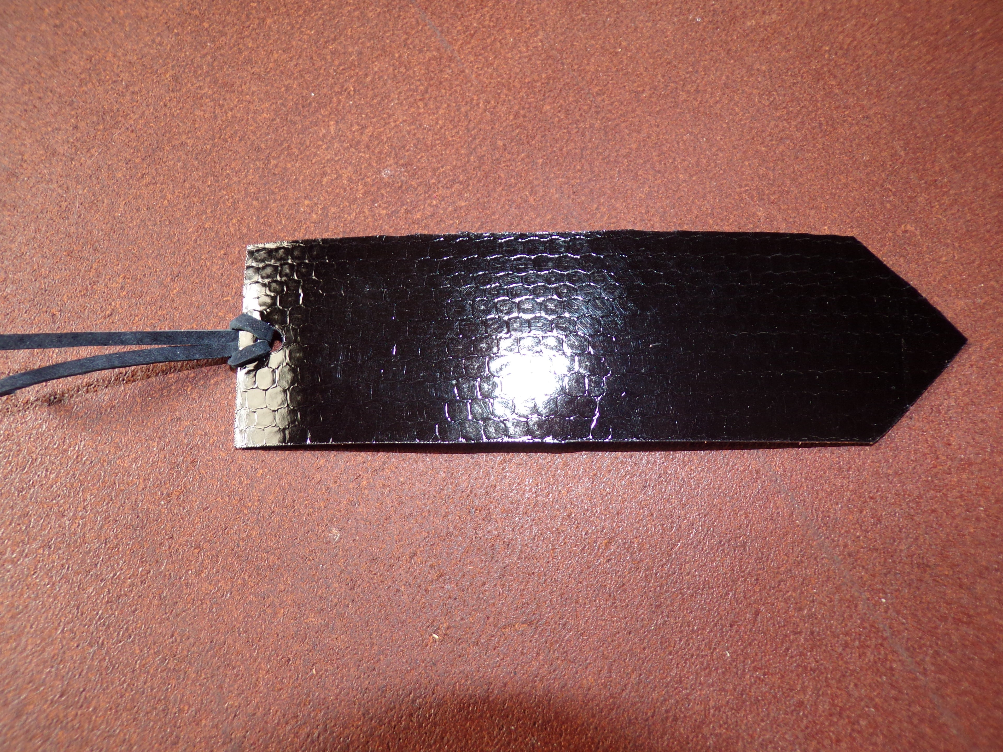 Styxhexenhammer666 Leather Bookmarks Orange with Black Snakeskin backing