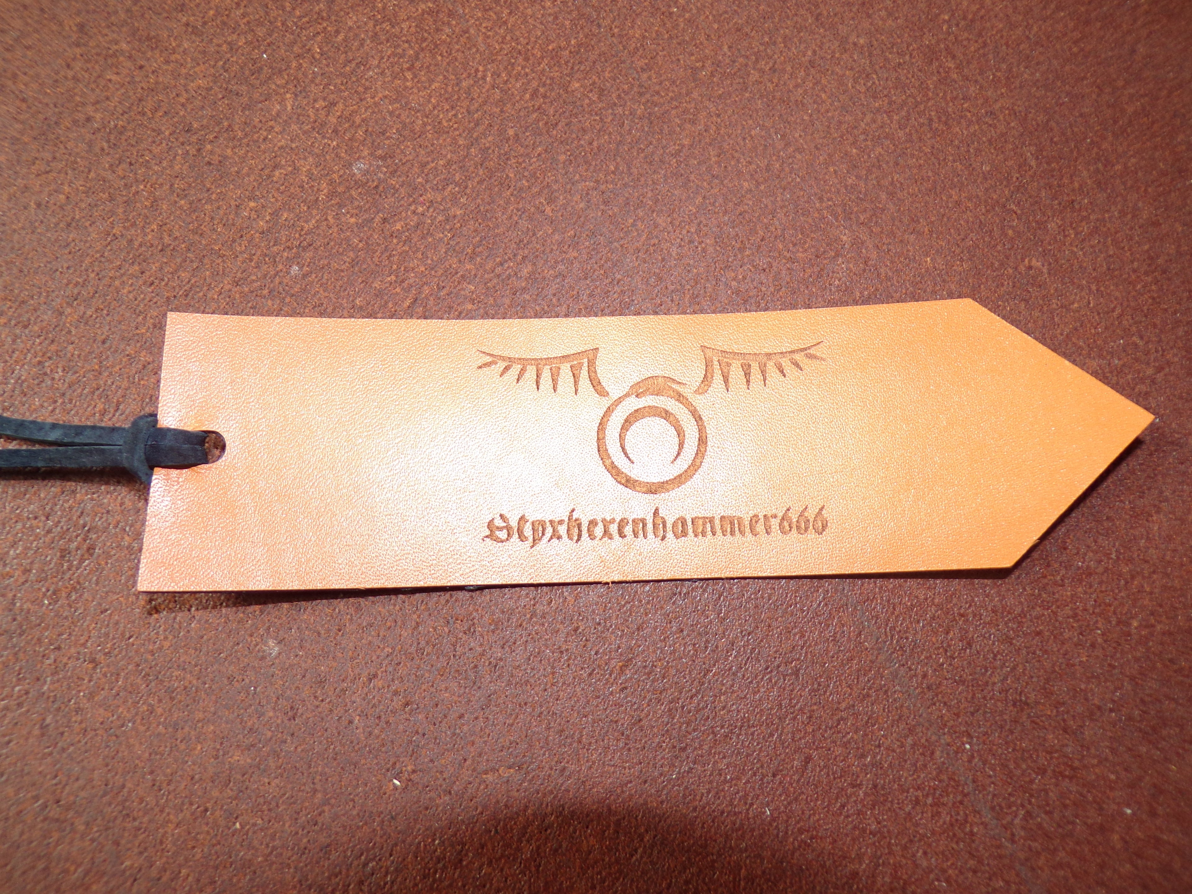 Styxhexenhammer666 Leather Bookmarks Orange with Black Snakeskin backing