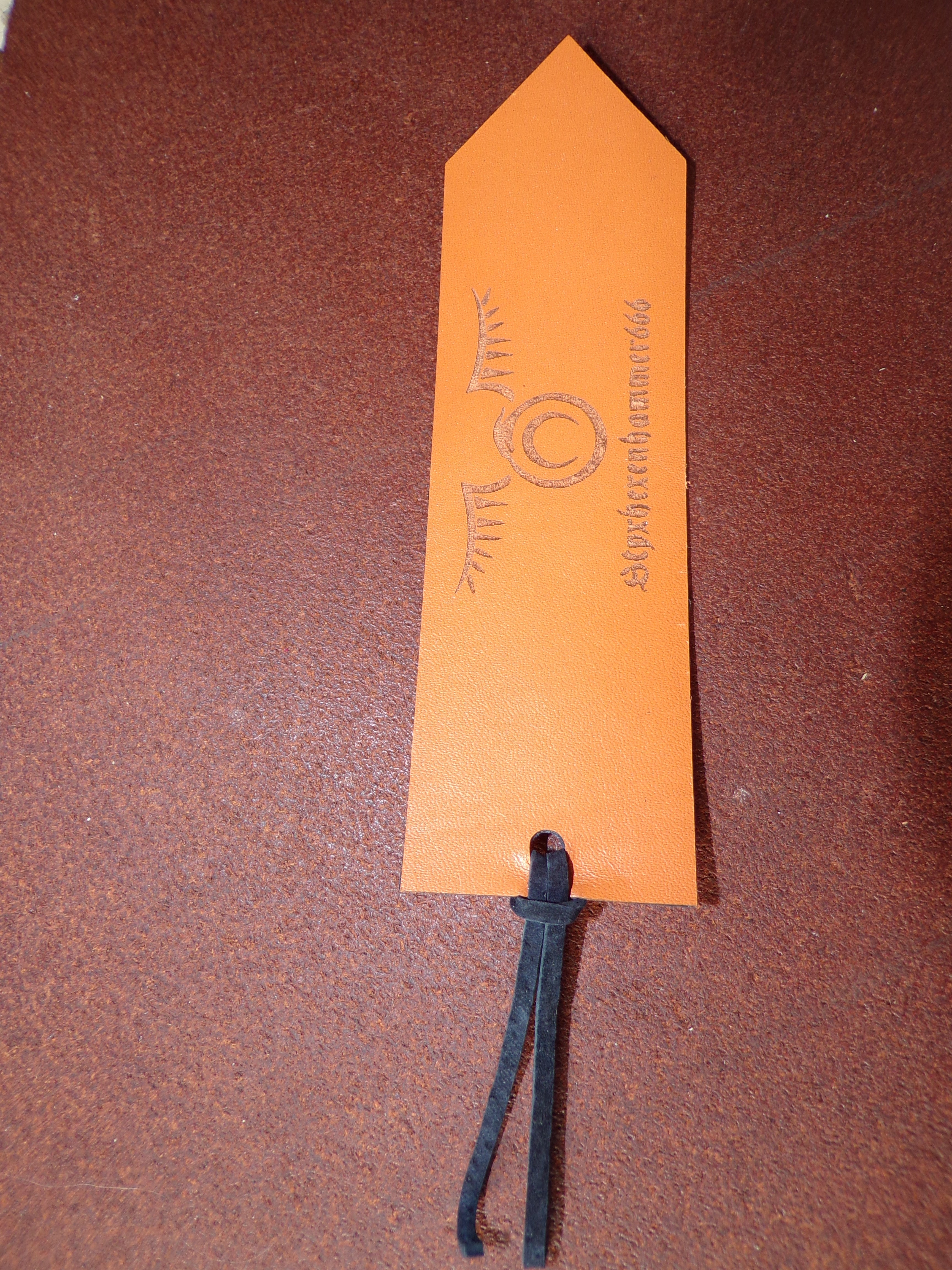 Styxhexenhammer666 Leather Bookmarks Orange with Black Snakeskin backing