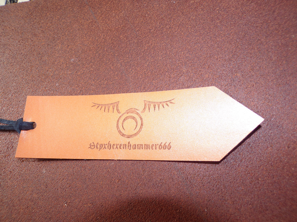 Styxhexenhammer666 Leather Bookmarks Orange with Black Snakeskin backing