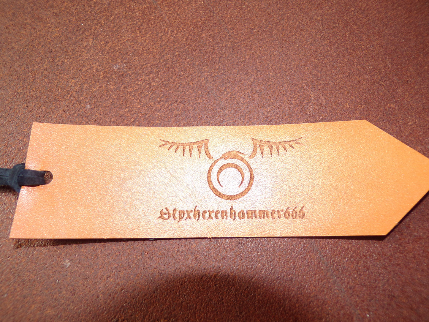 Styxhexenhammer666 Leather Bookmarks Orange with Black Snakeskin backing