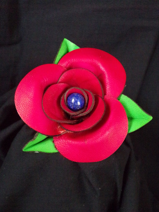 Red Leather Rose with Lapis