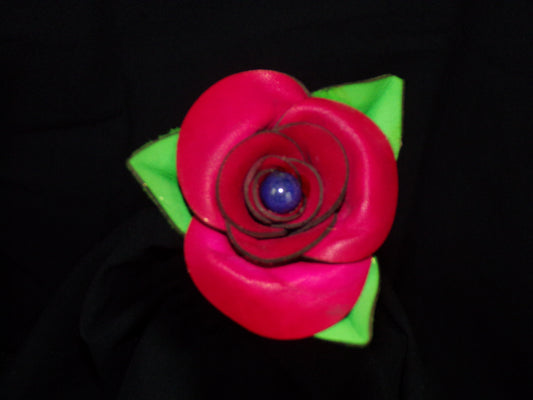 Red Leather Rose with Lapis