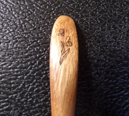 Styx Acacia wood spoon with a Snowdrop and Ouroboros