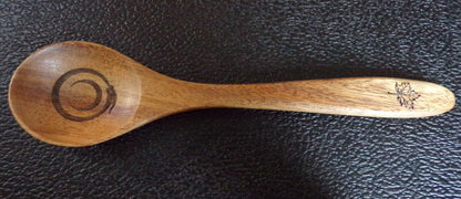 Styx Acacia wood spoon with Maple Leaf and Ouroboros