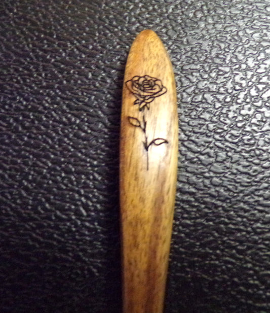 Styx Acacia wood spoon with Rose and Ouroboros