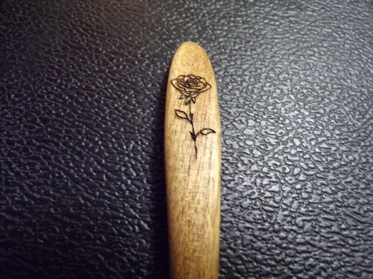 Styx Acacia wood spoon with Rose and Ouroboros