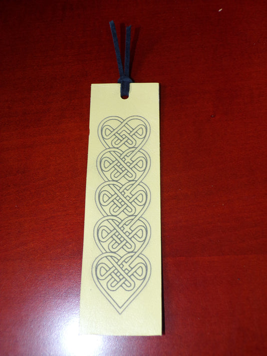 Leather Bookmark Celtic Knot Hearts