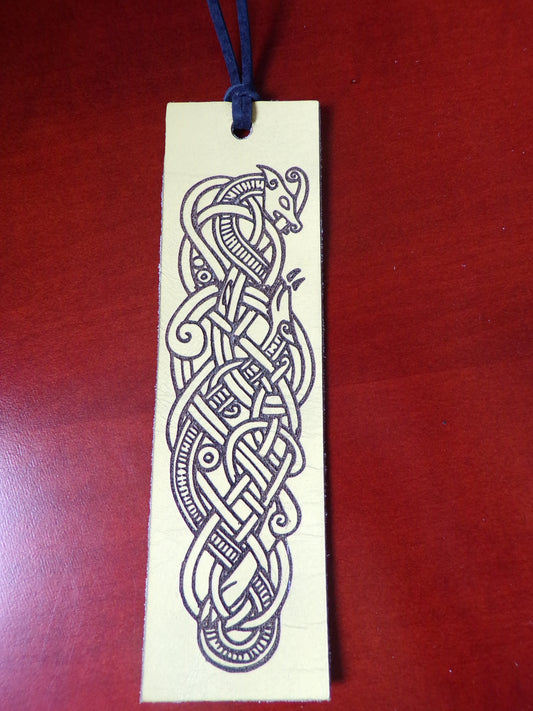 Leather Bookmark Celtic Knot Dragon