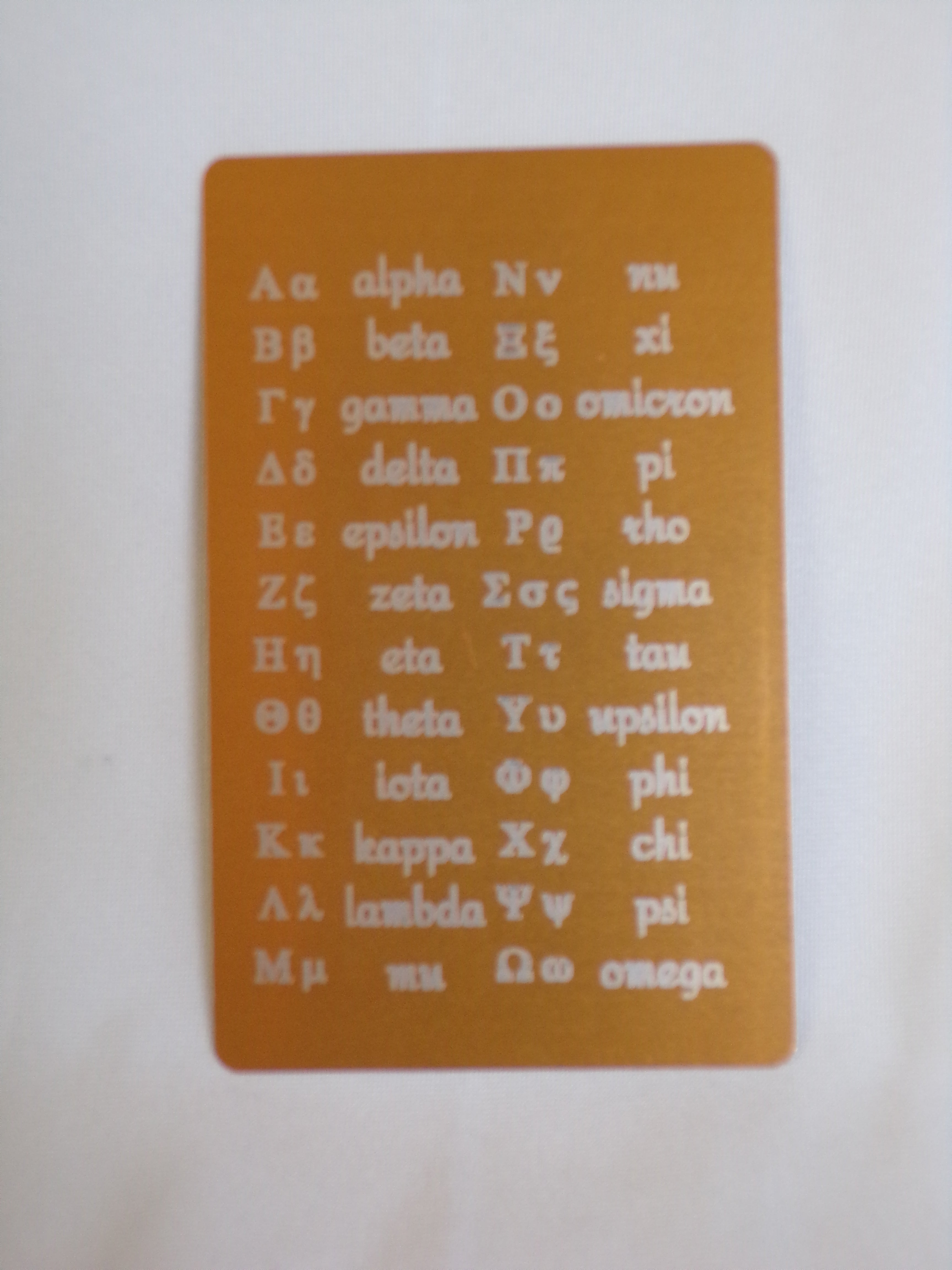 Ancient Greek Alphabet wallet card