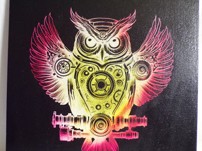 Fluorescent Steampunk Owl