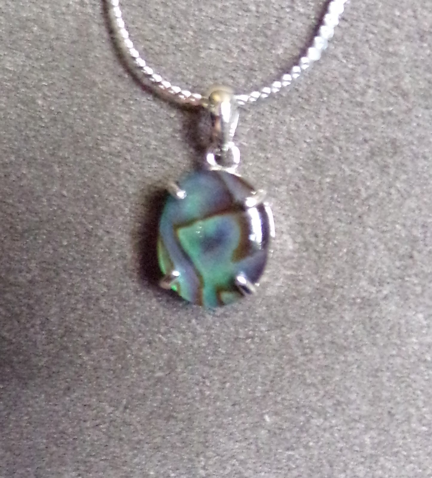 Abalone Shell Necklace with Sterling Silver Setting and Chain