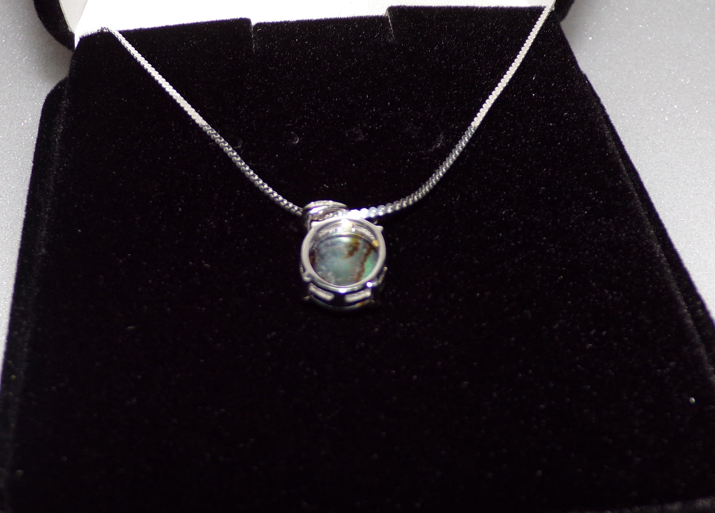 Abalone Shell Necklace with Sterling Silver Setting and Chain