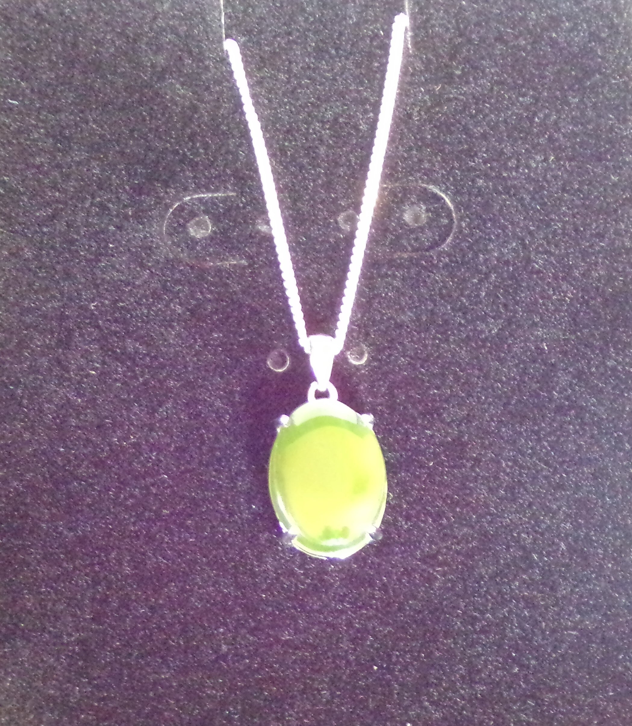 Canadian Nephrite Jade Necklace with Sterling Silver Setting and Chain