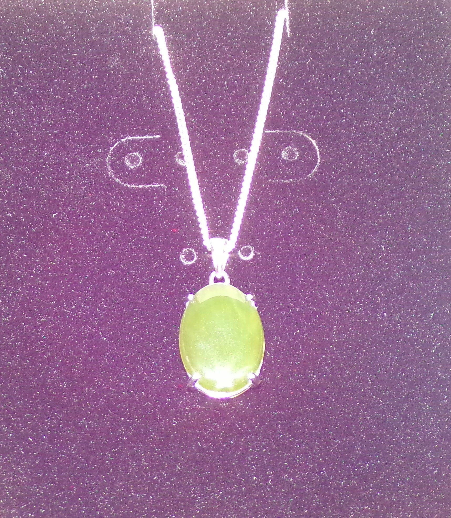 Canadian Nephrite Jade Necklace with Sterling Silver Setting and Chain