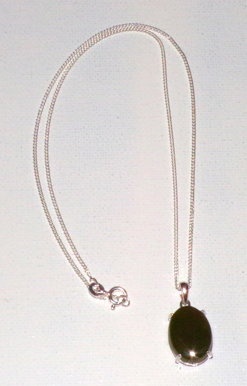Canadian Nephrite Jade Necklace with Sterling Silver Setting and Chain