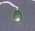 Natural Canadian Nephrite Jade Necklace with Sterling Silver Setting and Chain