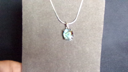 Abalone Shell Necklace with Sterling Silver Setting and Chain