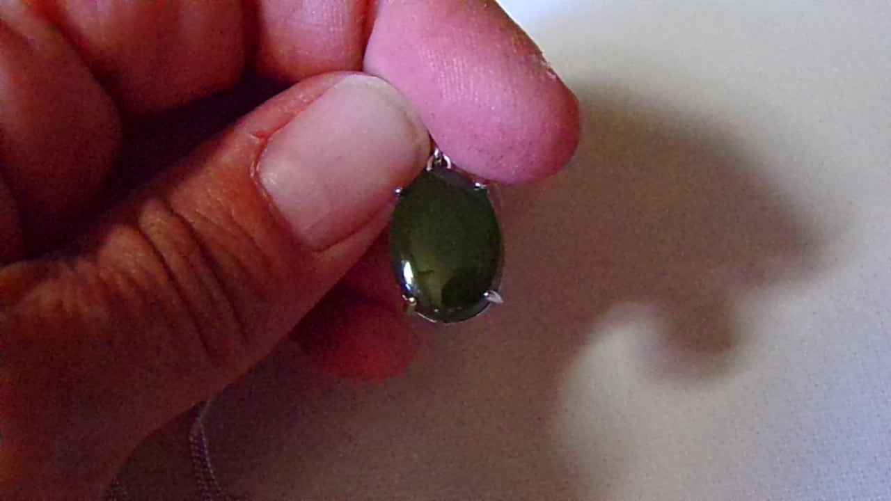 Canadian Nephrite Jade Necklace with Sterling Silver Setting and Chain
